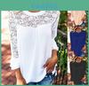 Elegant Chiffon Lace Blouse Loose Fit Pullover Long Sleeve T-shirt For Women