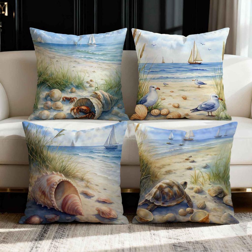 Describe Scenery Of The Beach Digital Printing Pillow Cover Short Plush Suitable Living Rooms Bedrooms Sofas Throw Cushion Cover