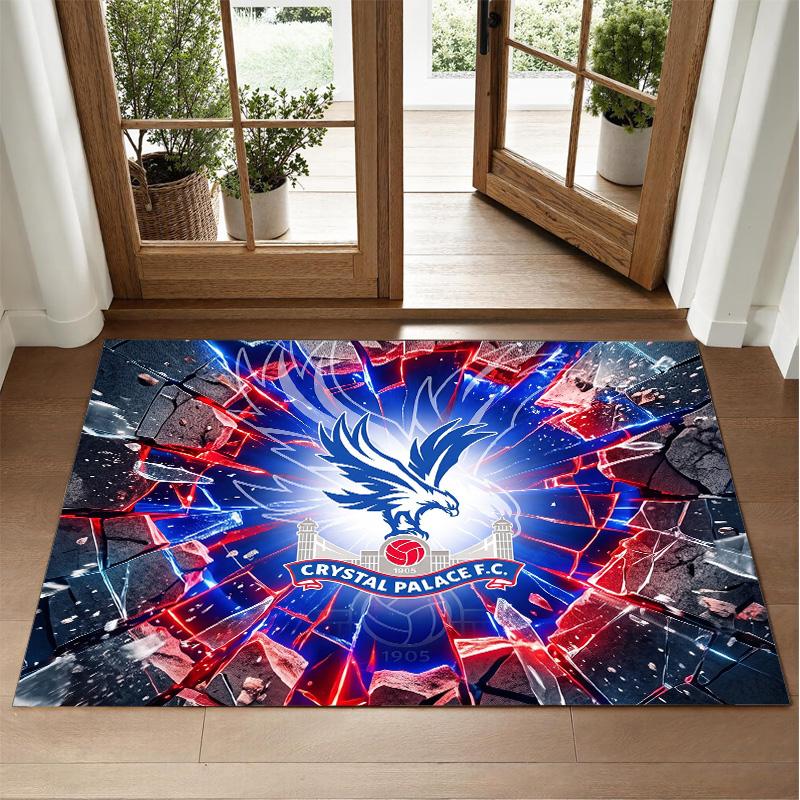 Crystal Palace Football Design Crystal Velvet Rug Soft Decorative Mat for Bedroom Entrance