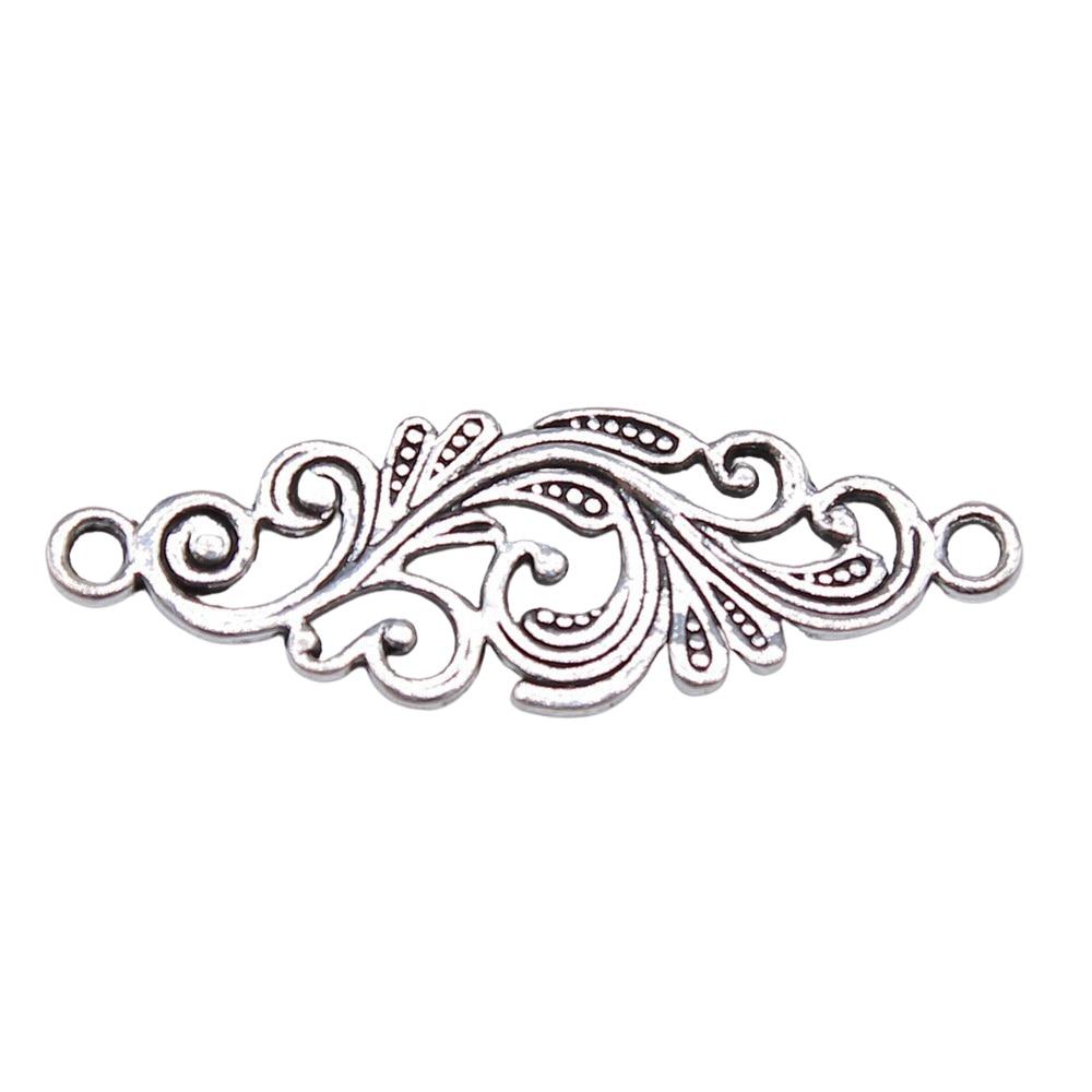 

20шт Разъем Шармы Ювелирные компоненты Аксессуары Антикварное серебро Цвет Цинковый сплав 30X10mm