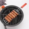 Outdoor Wooden Handle Hot Dog Barbecue Clip, Non Stick Ham Sausage Barbecue Net, Multifunctional Camping BBQ Tool