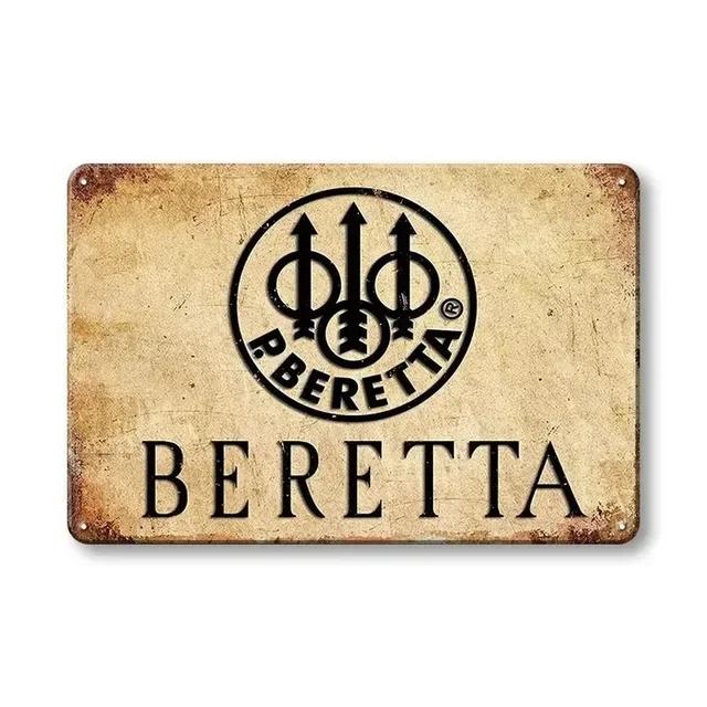Vintage Ruger Beretta Metal Tin Signs: Elevate Your Home Bar Decor with Retro Flair