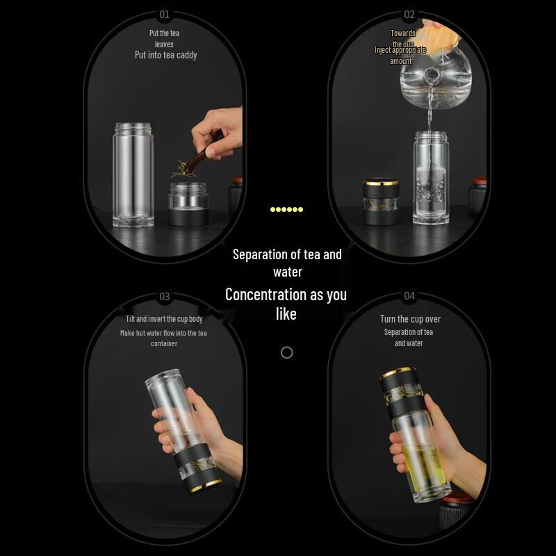 Tri-polar Intelligent Temperature Display Glass Tea Infuser Bottle