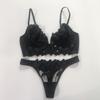 French Lace Push-Up Bra Set with Lily Embroidery & Mesh