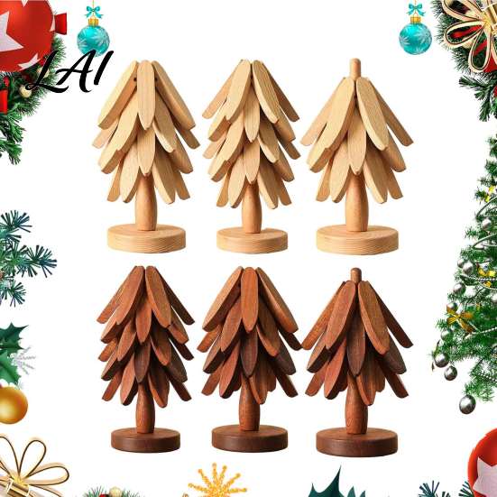 Christmas Tree Shaped Pot Mat Collapsible Wooden Trivets for Hot Dishes Table Wood Heat Holiday Tabletop Decor Dining Resistant Holder Set