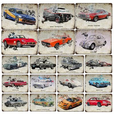 Classic Car Models Metal Tin Sign Decor Vintage Pin Up Wall Plate Signs Shabby Rusty Garage Room Wall Board Poster Decor Plaques