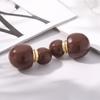 European & American Style Geometric Red Round Bead & Black Agate Resin Earrings: Double-Sided French Retro Classic Studs