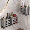 No Punching Wall Mounted Toothbrush Holder Aluminum Zinc Zinc Alloy Utensil Rack  Bathroom Accessories