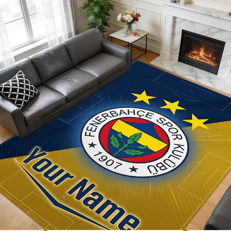 Crystal Velvet Rug Custom Name Text, Soft Non Slip Floor Mat Home DecorFenerbahçe FC