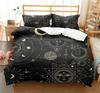 Black Sun Moon Star Bedding Set Bohemian Totem Line Duvet Cover Pillowcases Bedlinen Adults Bedclothes Twin Full Queen King Size