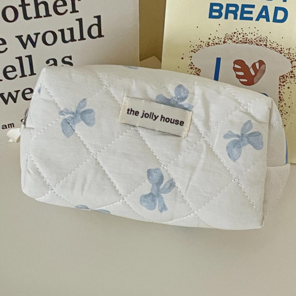 Sweet Bow Large Capacity Ladies Storage Bag Cute Portable Soft Female Cosmetic Bags Fashi Novel Women's Makeup Cases Clutch