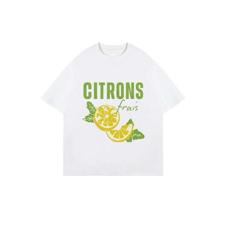 Oversize T-shirt Czarny Citrons Frais Nadruk Cytryn i Tekst Letnia Codzienna Odzież