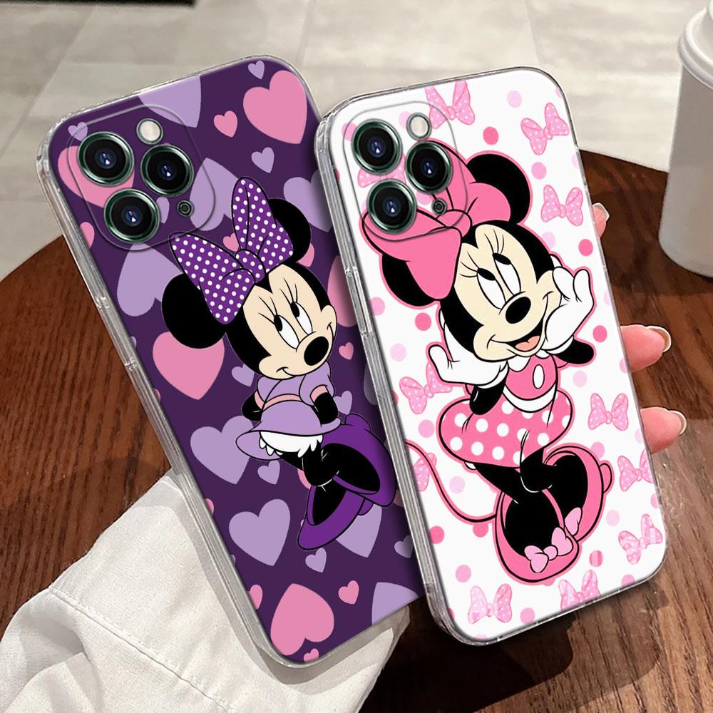 Cartoon Minnie Mouse Transparent Phone Case For iPhone 17 Pro Max 17E 11 12 13 14 15 16 Pro Max Plus 17 Air 16E 7 X Disney Cover