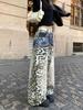 Women's American Retro Leopard Print Wide-Leg Jeans