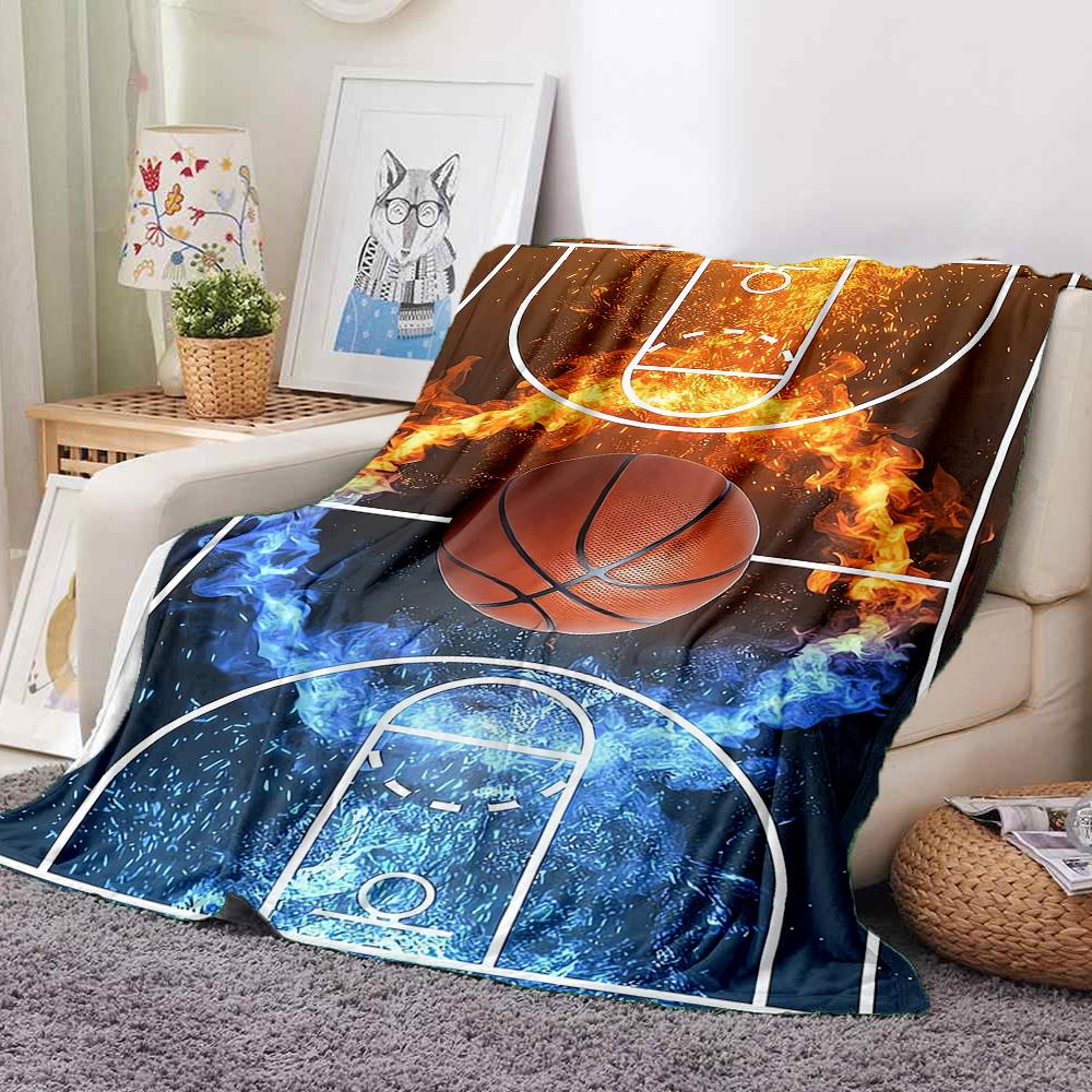 Basketball Fire Flannel Blanket Throw Blanket Soft Warm Sofa Bed Camping home Decor Unique Christmas Gift C92630