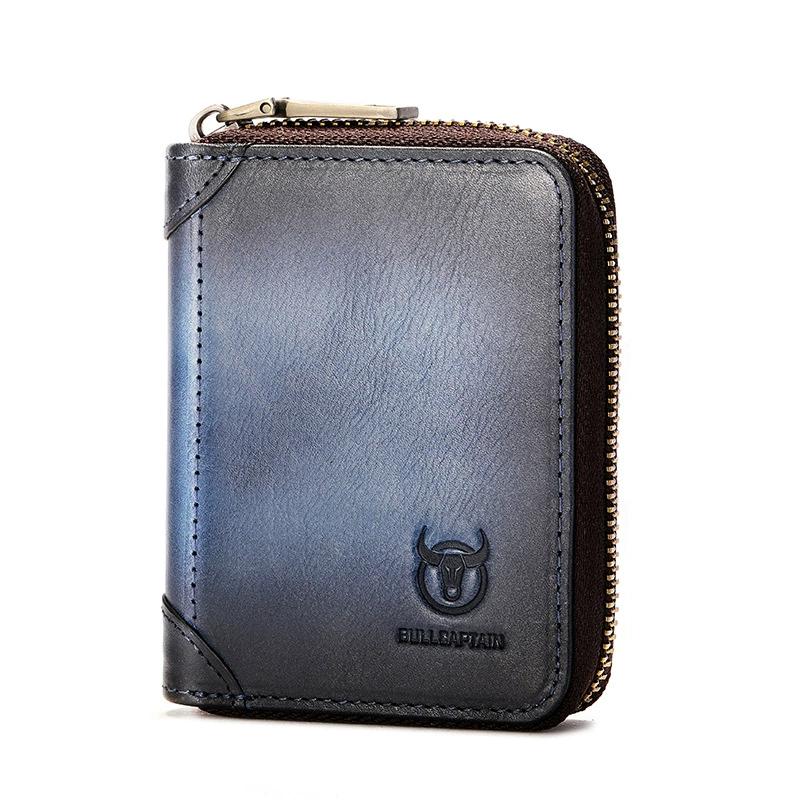 BULLCAPTAIN Leather Men's Key Bag Wallet  Fashion Storage Bags Car Cover Compact Mini Card Holder Coin Purse Man Butler Keychain