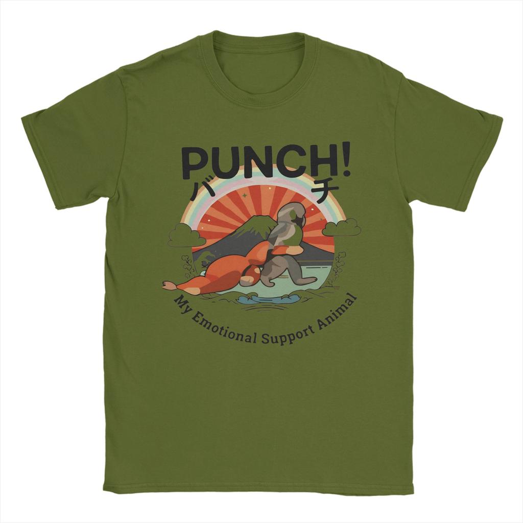 Punch the Monkey My Emotional Support Animal TShirts Unisex Pure Cotton Tee Shirt Round Neck Short Sleeve T Shirt Unique Tops