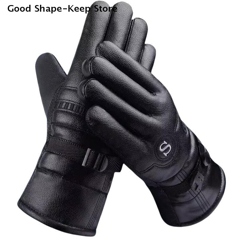 Winter Leather Gloves Waterproof Resistance Cold Outdoor Sports Warm Motorcycle For Men Warm and Cold Resistant Leather Gloves