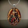 Archangel Pendant Necklace Glass Charm Jewelry for Women Fashion Religious Gift