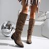 Fashion Snakeskin Leopard Long Boots Sexy Shoes Woman High Heels Autumn Winter Knee High Boots Leather Cowboy Women Shoes Women