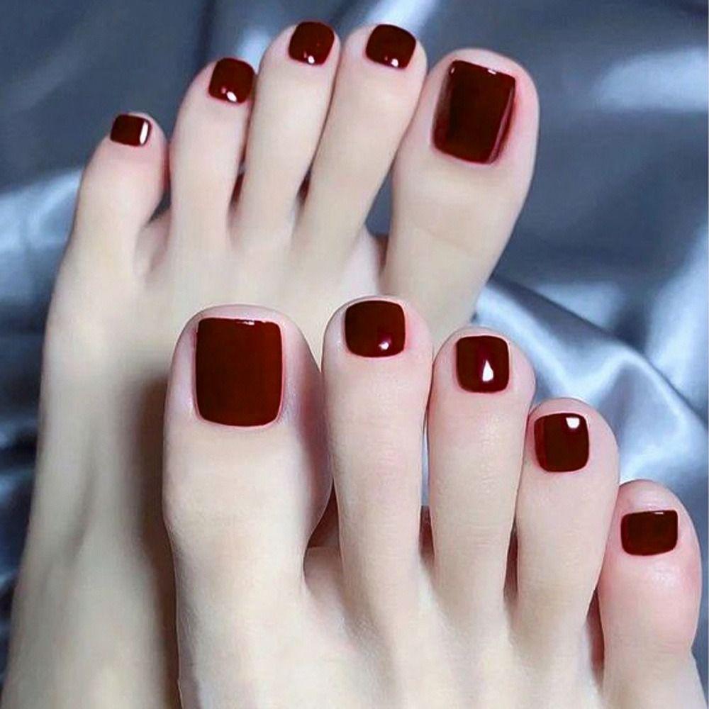 96/144/288 Pcs Artificial Fake Toenail Short Square Foot Nail Art Tips Foot Extension