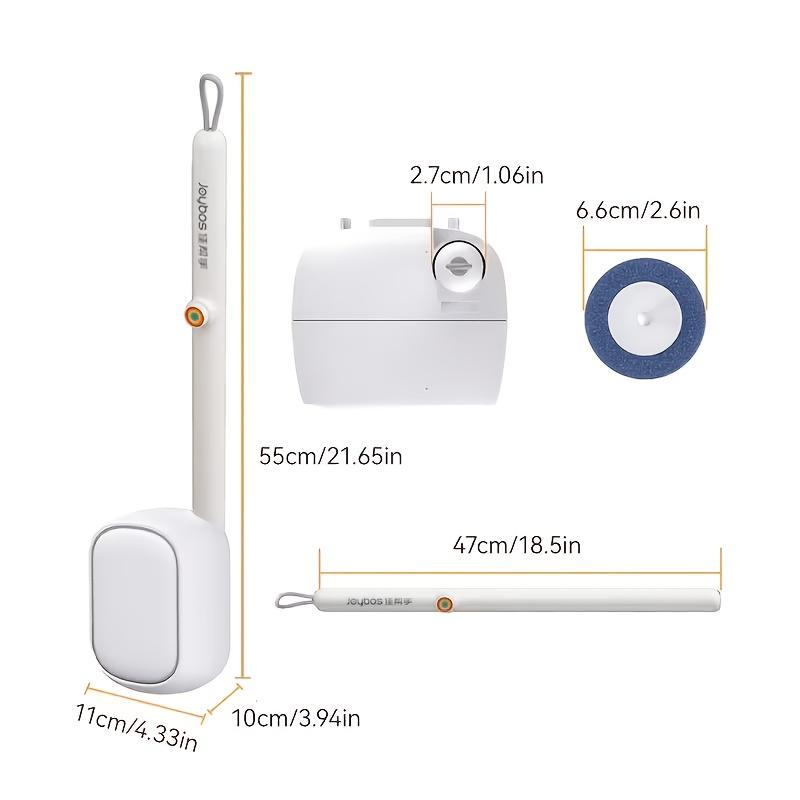 Set de Cepillo de Inodoro de Mango Largo Manos Libres con Base, Limpiador de Baño con Organizador Integrado, Limpieza de Inodoros Montado en Pared o de Pie