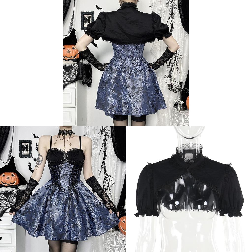 Gothic Dark Style Twopiece Dress Set With Jacquard Fabric For Streetwear Fashion