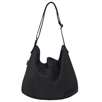 Pieka Women's Canvas Tote Bag with Zipper, Simple Design, Large, Perfect for Commuting and School, 4 Pockets, Black