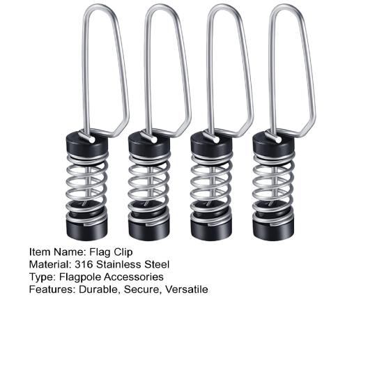 Fishing Flag Clips Stainless Steel Marine Boat Flag Clips Halyards Outrigger Lines Antennas Stern Lights Flagpole Rope Anti-Slip Grip Marine