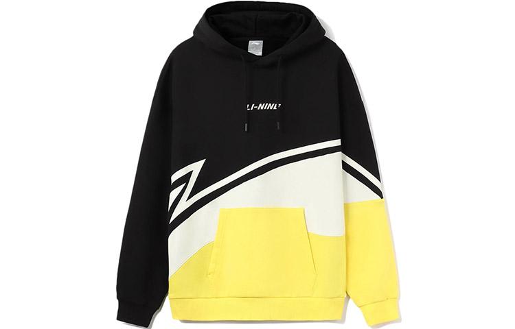 Li Ning Sports Fashion Collection Embroidery Logo Color Block Fleece Lined Thermal Pullover Sweatshirt Unisex AWDRB82-4 XL