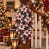 Artificial Poinsettia Door Hanger Pine Branch Berry Wall Hanging Ornament Front Door Decor