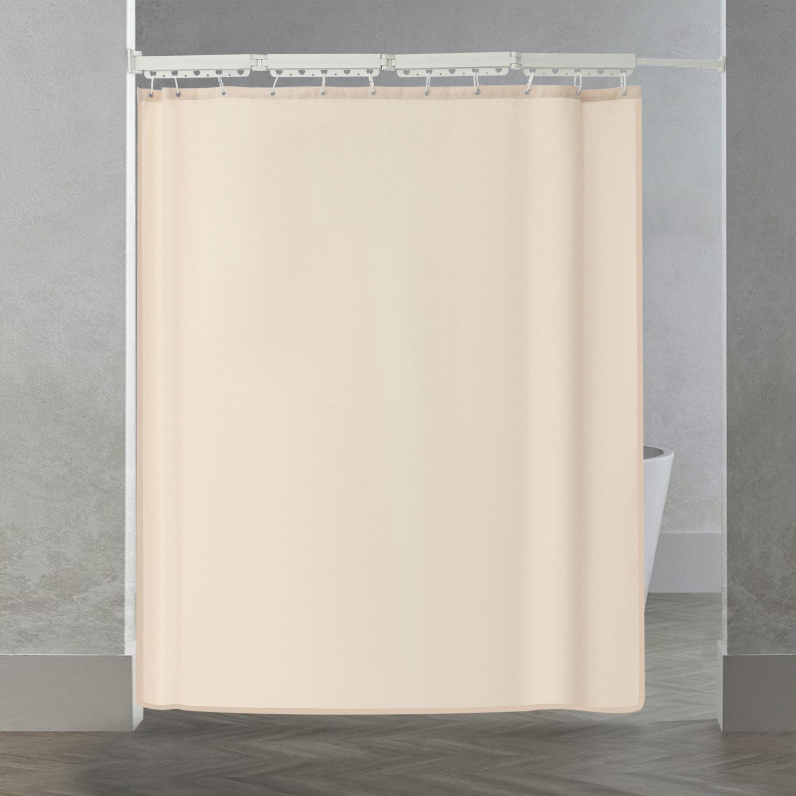

Aviation Aluminum Shower Curtain Set,Beige Wall Mounted Folding Shower Curtain Applicable Wall 104-138/138-172cm for Bathrooms