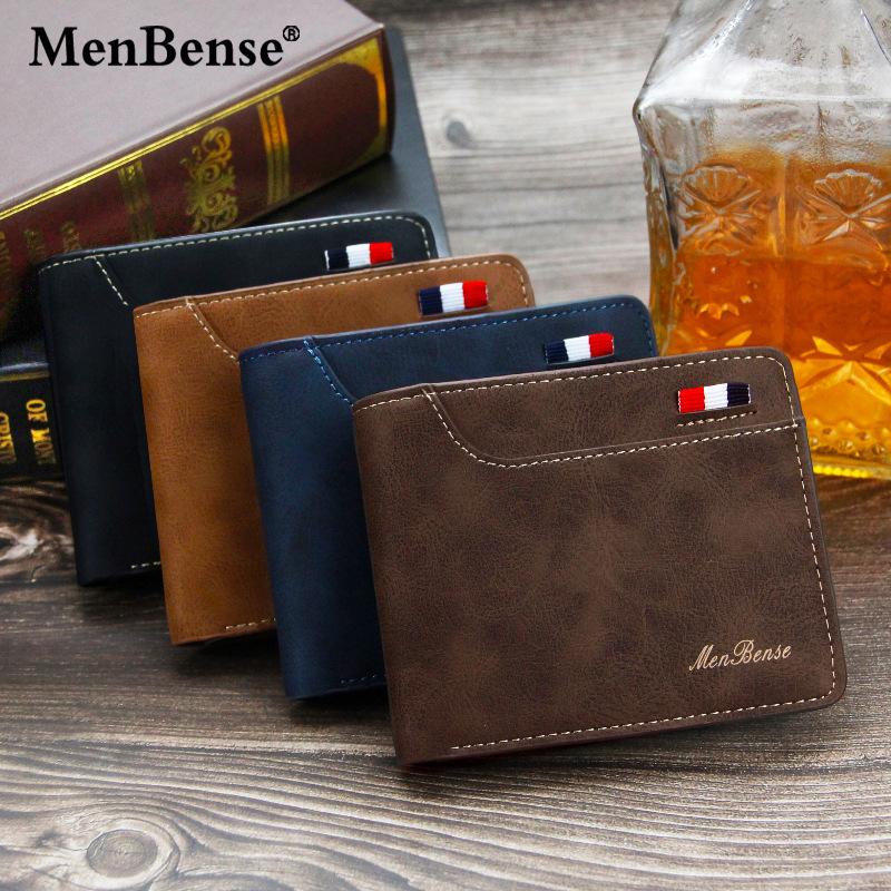 Schoolbag New Men's Wallet Matte Fashion Casual Multi-card Position Men's Wallet Wallet Wallet Short Pu Three-fold Wallet