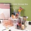 Multifunctional Desktop Cosmetic Storage Box Transparent Plastic Stationery Sorting Box Large Size Lipstick Case Home Office