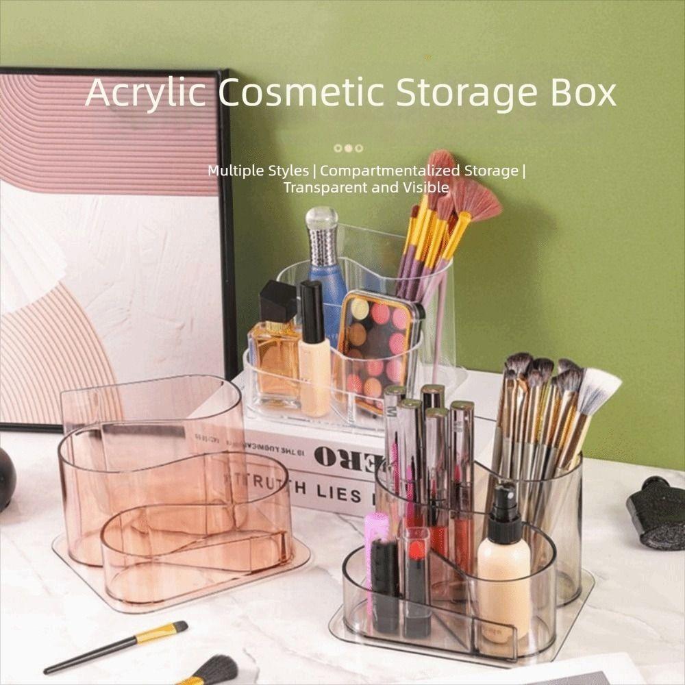 Multifunctional Desktop Cosmetic Storage Box Transparent Plastic Desk Cosmetics Organizer Large Size Stationery Sorting Box