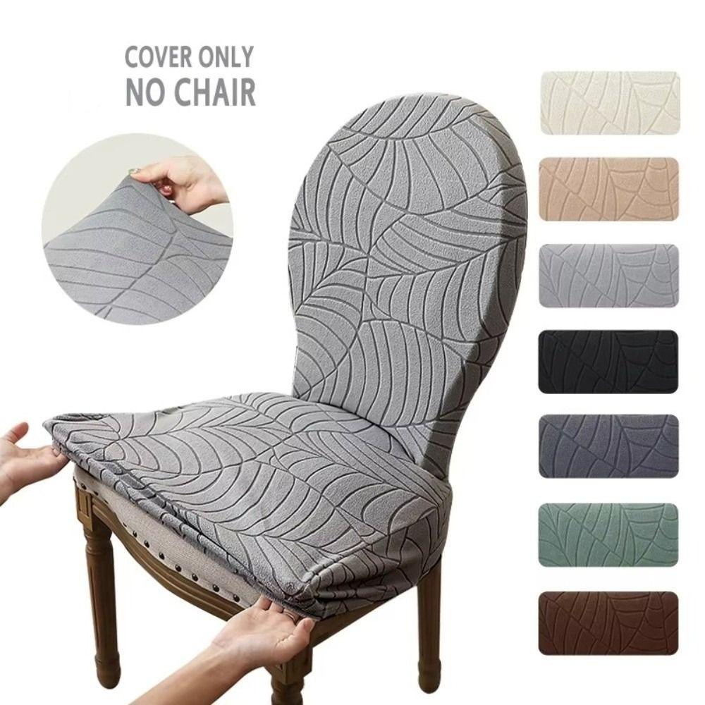 1PCS Jacquard Chair Cover Nordic Elastic Dining Room Chair Slipcover Round Back Furniture Protector for Kitchen Home Wedding