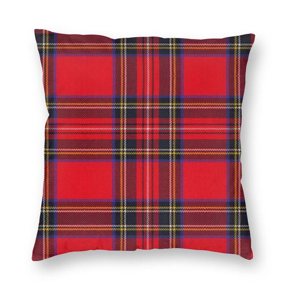 Christmas Royal Stewart Tartan Plaid Pillowcase Soft Fabric Cushion Cover Decor Pillow Case Cover Home Square 18''