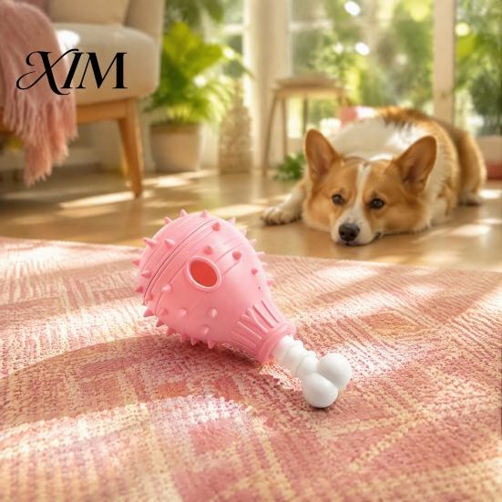 Pet Enrichment Toys Dog Treat Dispenser Toy, Spiky Chicken Leg Chew Rubber Interactive Foraging Games for Pets Puzzle Feeder Aggressive Chewers,
