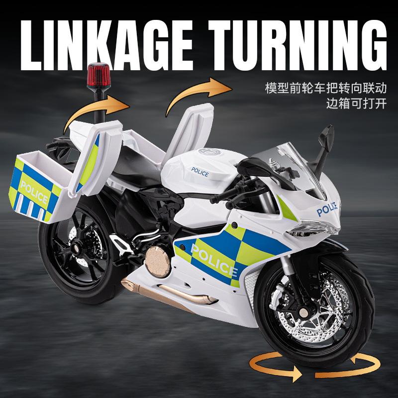 1:12 1199 H2R Police Car Motorcycles Toys Alloy Diecast Sound Light Shock Absorption Simulation Motorcycle Boy Gifts