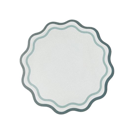 Faux Leather Scalloped Placemat Heat-Resistant Non-slip Heat Insulation Waterproof Dining Table