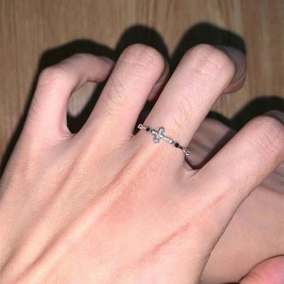 Minimalist Cross Plain Ring for Women – Fashionable, Cold Style, All-Match Design, Trendy Thin Open Index Finger Accessory.