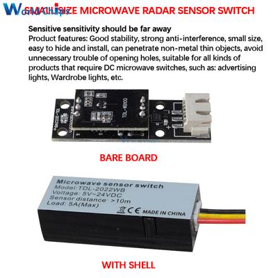 5V 12V 24V Microwave Radar Sensor TDL-2022WB 8-10M Induction Distance 360 Degree Sensing Angle Induction Switch Module