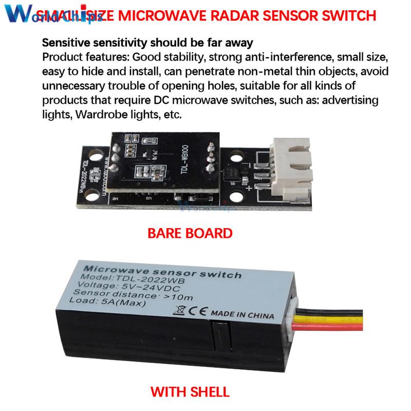 5V 12V 24V Microwave Radar Sensor TDL-2022WB 8-10M Induction Distance 360 Degree Sensing Angle Induction Switch Module