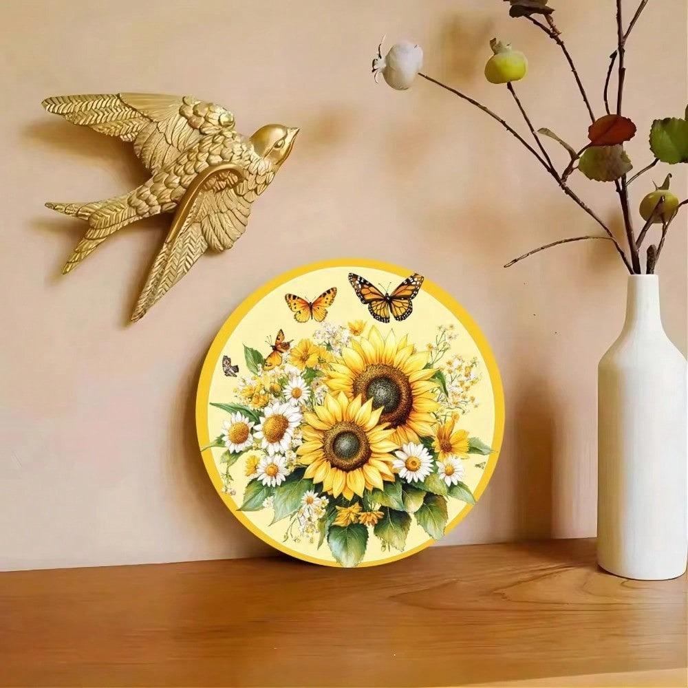 Vintage Sunflower Butterfly Metal Wall Art Rustic Farmhouse Home Decor