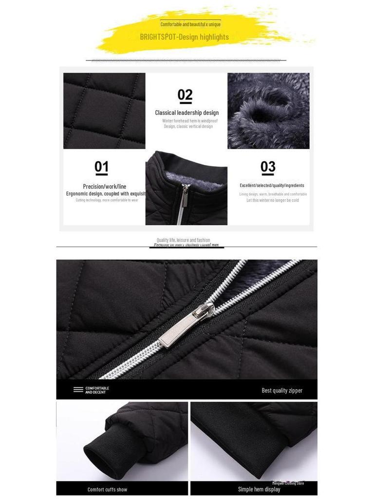 Men's Winter Thickened Velvet Jacket - Warm, Windproof, Stand Collar Coat