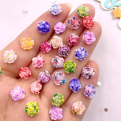 50 ks pryskyřice 8 mm barevná malba stříkajícím inkoustem Růže nail art Plochá zadní strana Květinový kámen Scrapbook Svatební nášivka DIY