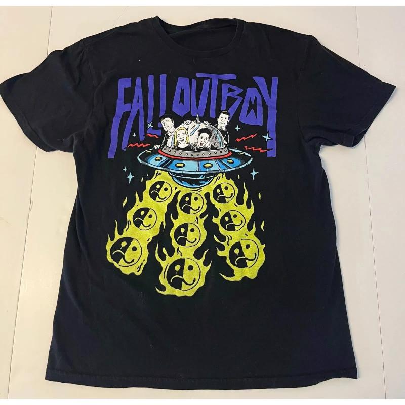 Black cotton unisex shirt printed Fall Out boys tour shirt classic style S