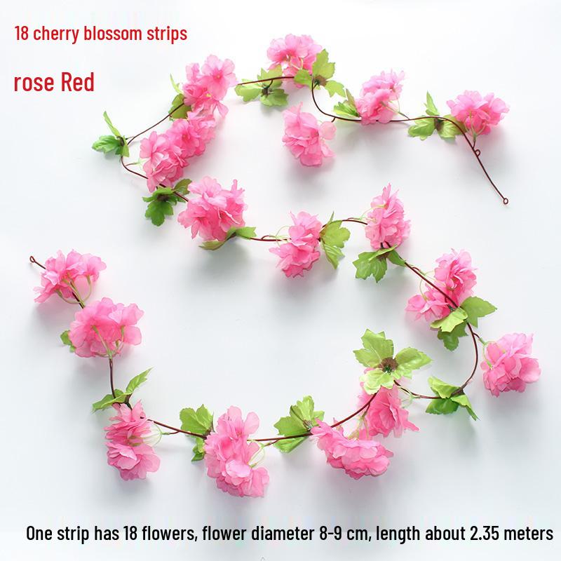 Artificial Rose & Green Leaf Vine for AC Decoration