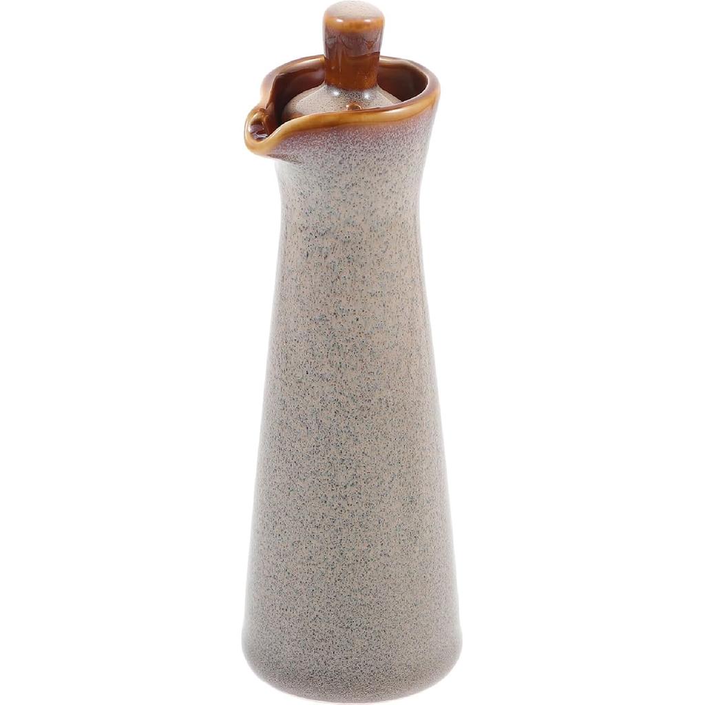 Hemoton Keramik Ölflasche Japanischer Stil Olivenöl Sojasaucenspender Würzmittel Essig Ausgießer für Heimküche Beige