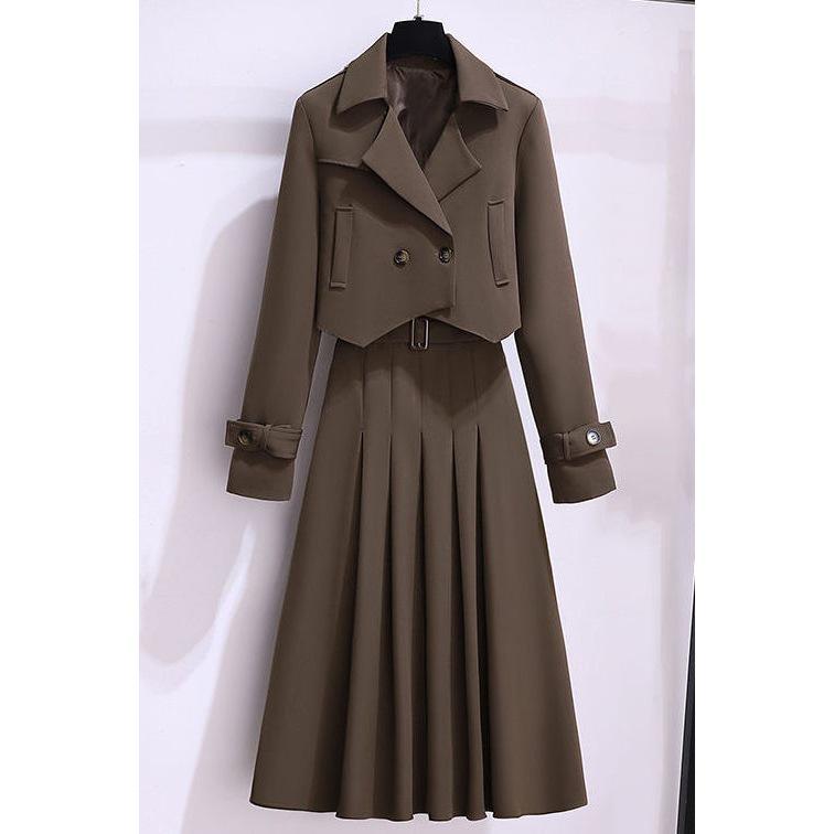 Plus Size Women's Suit: Jacket & Midi Skirt French Design 2025 Autumn Collection